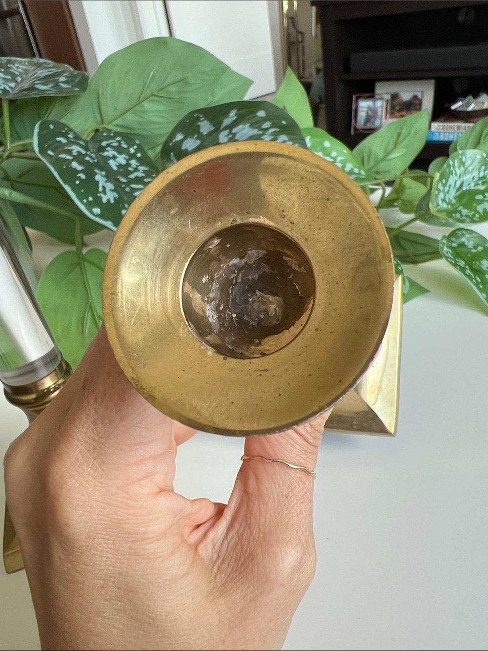 Vintage Brass Lucite Candle Holders Pair Set of 2 - Picture 11 of 15